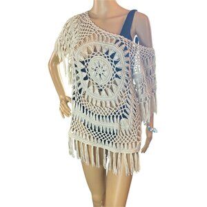 Say What Women's Beach Cover-Up Crochet Fringe Bohemian Wanderlust